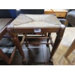 Oak framed rush seated stool