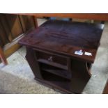 (2335) Dark oak magazine rack with single drawer