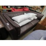 Brown leatherette upholstered 3 seater sofa