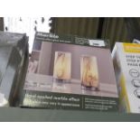 Marble effect glass lamp twin pack