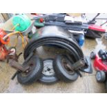 Pair of lorry wheel arches 3 spare wheel and tyres