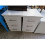 Modern pair of white 3 drawer bedsides