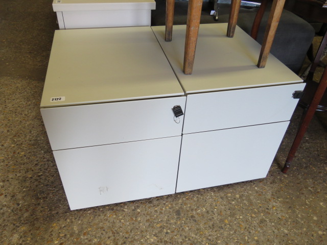Pair of Knoll grey metal 2 drawer office pedestals