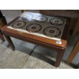 (2147) Mid century teak tile top coffee table