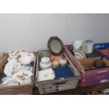 3 crates of mixed ceramics, mirror and other kitchenware