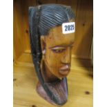 Hand carved wooden bust