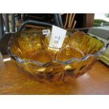 Orange glass punch bowl with approx. 12 cups