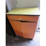 1950s painted pantry cupboard with yellow surface