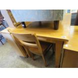 Modern light oak effect square table with 2 matching chairs