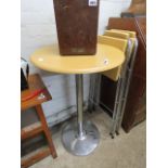 (2032) Bistro table and 2 folding stools