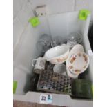 (2255) Crate of ceramics and kitchenware