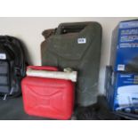 1048 Metal jerry can and a plastic petrol can