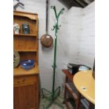 Green metal hat and coat rack