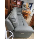 Dark grey upholstered L-shaped electric reclining corner sofa system