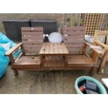 2 seater bench with table in the middle