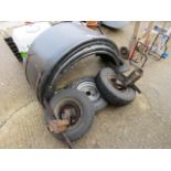 (1125) Pair of lorry wheel arches plus 3 spare wheels and tyres
