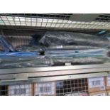 Shelf containing quantity of floor matting, tarpaulin and bench covers