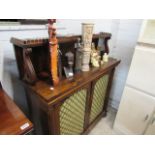 Victorian lattice front rosewood double door cabinet with gallery section above