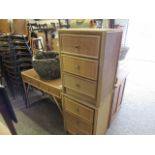 Rattan and bamboo bedroom suite comprising 2 drawer dressing table and 2 matching 3 drawer bedsides