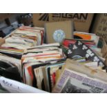 (1) Box containing 240+ records from 1970s incl. Mungo Jerry, Ariola, Dawn Elbert, ec.
