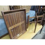 Teak tray on folding stand