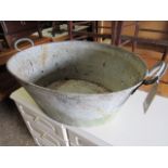 Twin handled galvanized tub