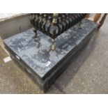 Black painted twin handled tin trunk