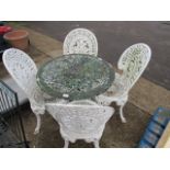 Aluminium decorative garden table with 4 matching chairs