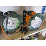 (2) 2 Masterplug 25m cable reels with RCDs and small selection of BG weatherproof storm sockets