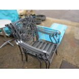 Set of 3 metal black decorative garden chairs