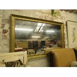 Green and gilt framed rectangular wall mirror