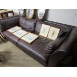 (2251) Brown leatherette upholstered 2 seater sofa