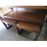 Mid century teak coffee table with 2 smaller tables nested below