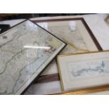 4 various framed and glazed maps