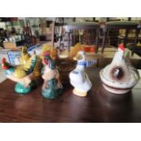 5 ceramic chickens and 1 duck
