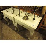 Pair of off white single drawer bedsides