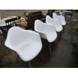(1115) 4 white plastic outdoor chairs