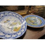 Pair of large hand painted platters
