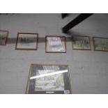 6 small framed and glazed village scenes