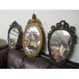 3 similar gilt framed wall mirrors