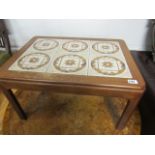 (2036) Mid century teak tile top coffee table