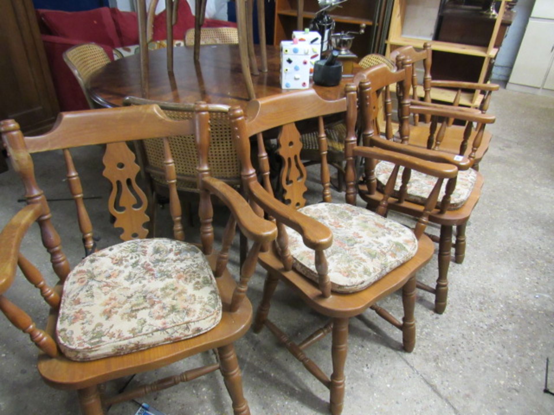 Set of 4 pine kitchen carver chairs
