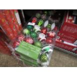 3 packs of GG Hunter green and red Christmas bauble decorations