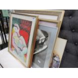 Quantity of framed and glazed abstract pictures and prints