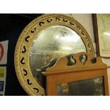 circular bevelled wall mirror with ivory coloured frame