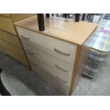 Maple and pine effect chest of 4 drawers