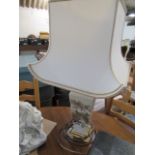 Oriental decorated table lamp and shade
