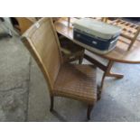 (2239) Pair of wooden framed woven dining chairs