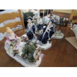 Various ceramic figures incl. black smith, Oriental and card players