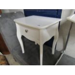 (2155) White side table with drawer